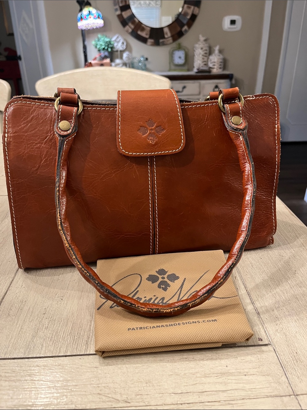 Patricia Nash Cognac Brown Leather Shoulder Bag
